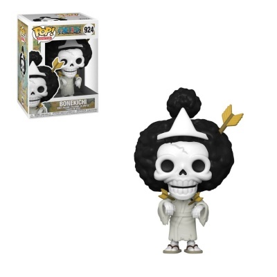 Figura Funko Pop BONEKICHI com crânio branco e cabelo afro preto com seta amarela