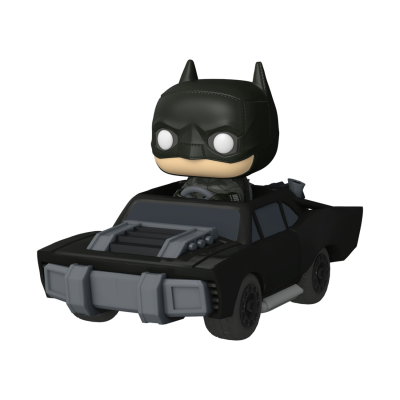 Figurina POP do Batman a conduzir um carro preto