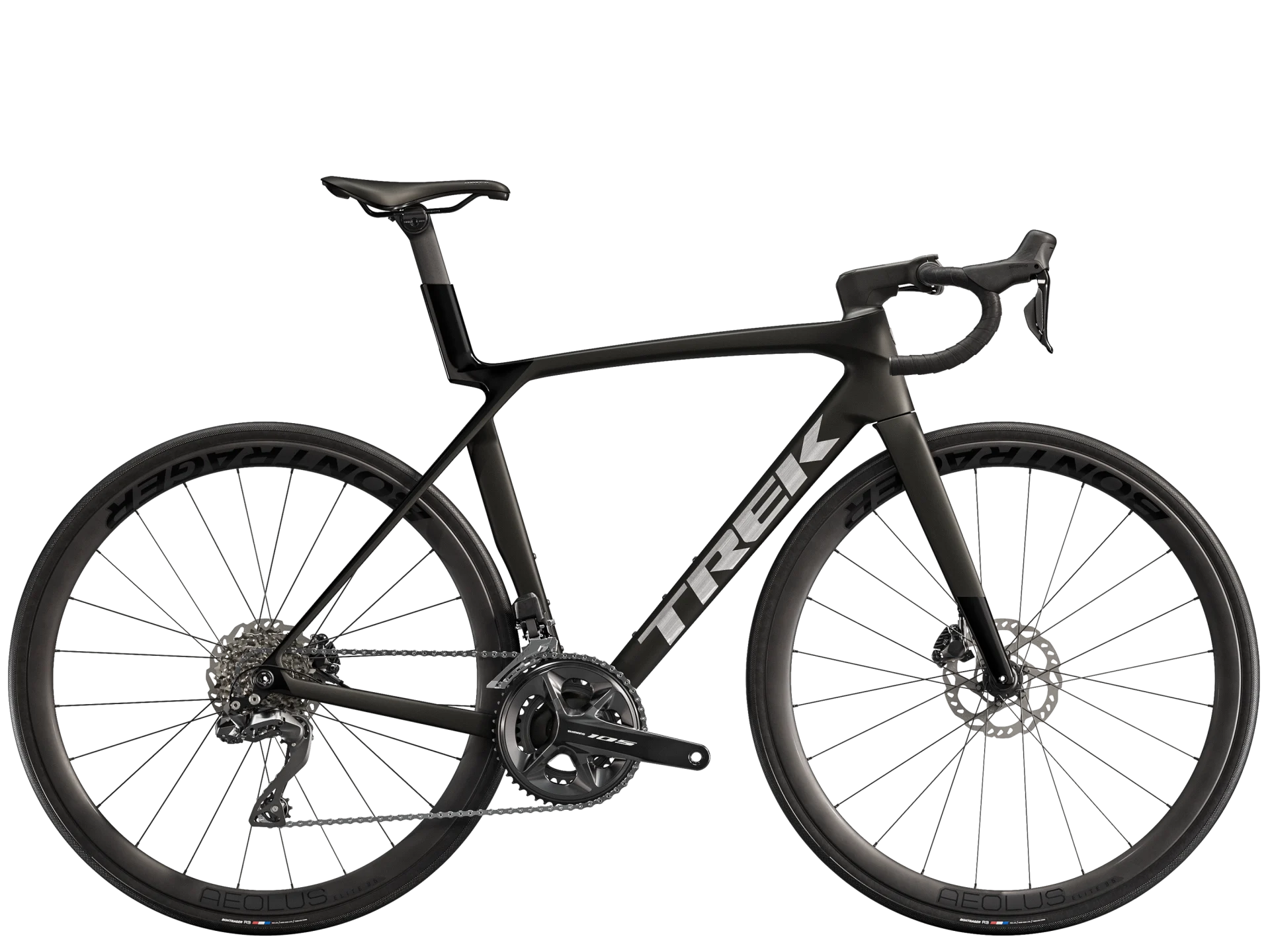 Trek Madone SL 6 Gen 8, Preto Bicicleta de estrada preta com quadro de carbono e roda fina
