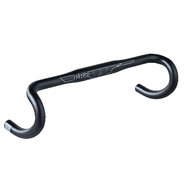 Guiador de bicicleta preto com texto e gráficos brancos