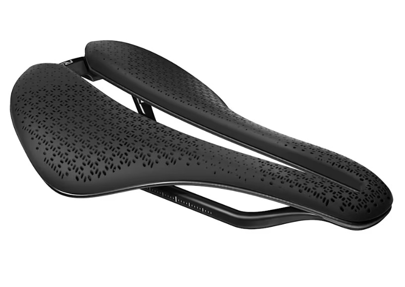 Selim Trek Aeolus RSL AirLoom 250mm x 145mm Selim de bicicleta preto perfurado com estrutura metálica preta.