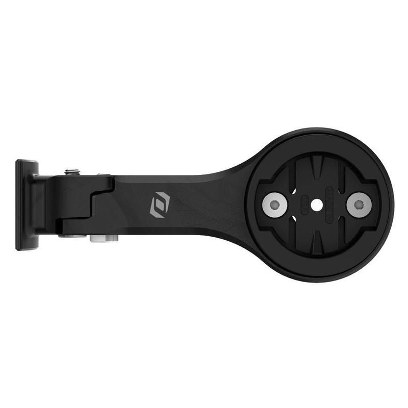 Suporte de bicicleta preto com base redonda e parafusos prateados