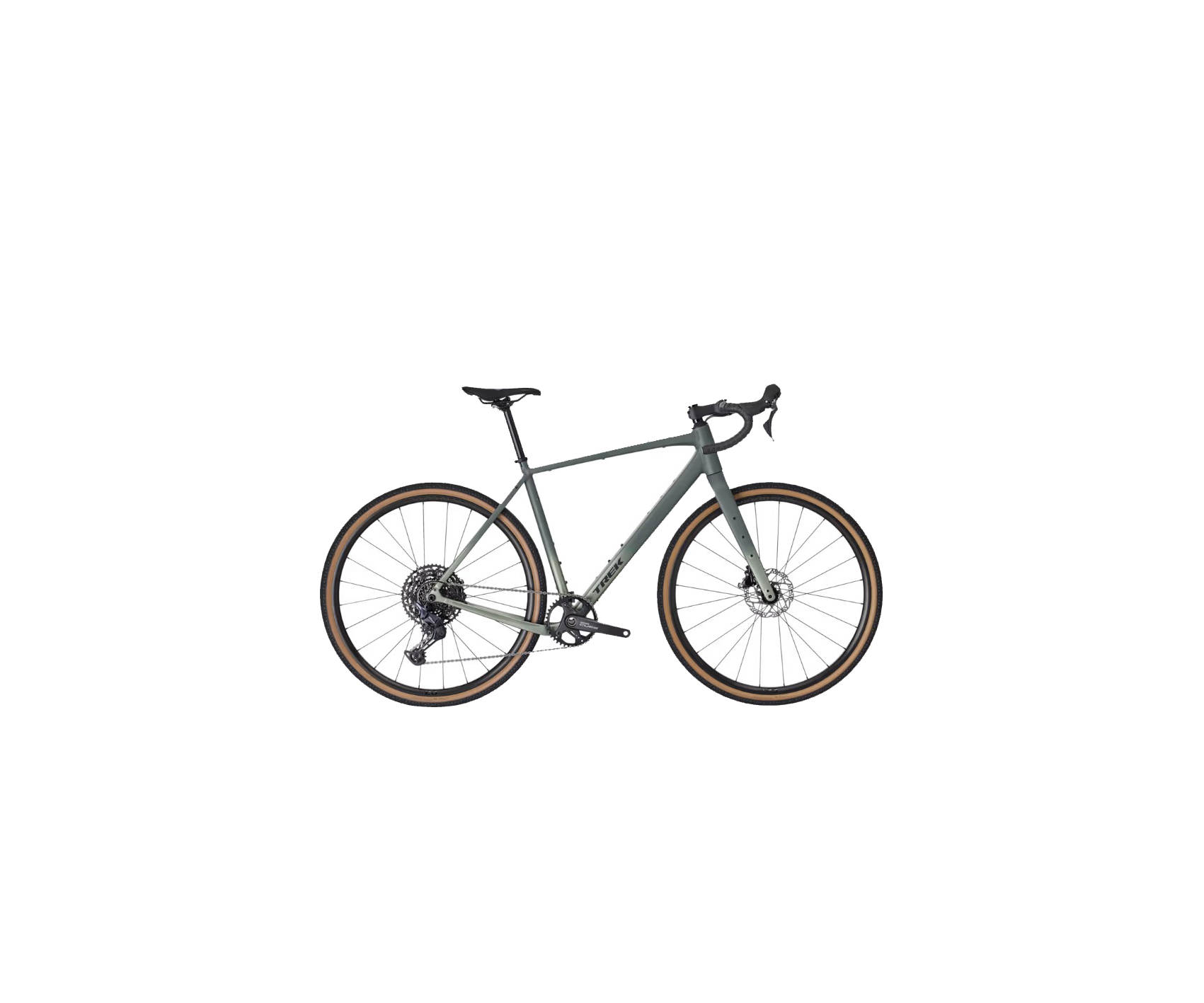 Trek Checkpoint ALR 4 Gen 3 Bicicleta de estrada cinza com pneus castanhos claros e guiador curvo preto