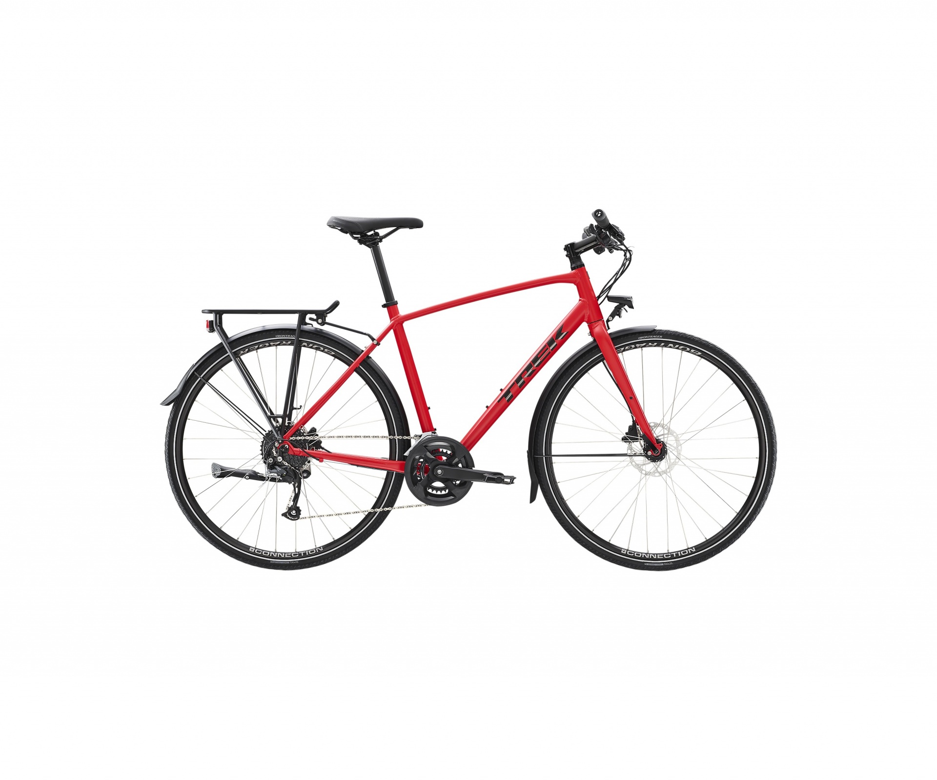 Bicicleta FX 2 Disc Equipped Vermelho L Bicicleta vermelha com guarda-lamas e porta-bagagens