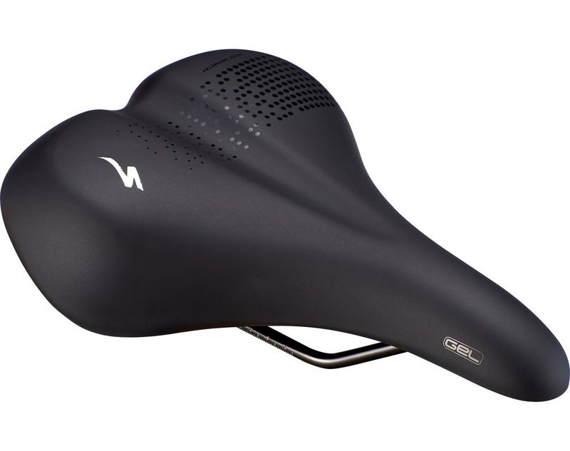 Selim de bicicleta em gel preto com detalhes perfurados