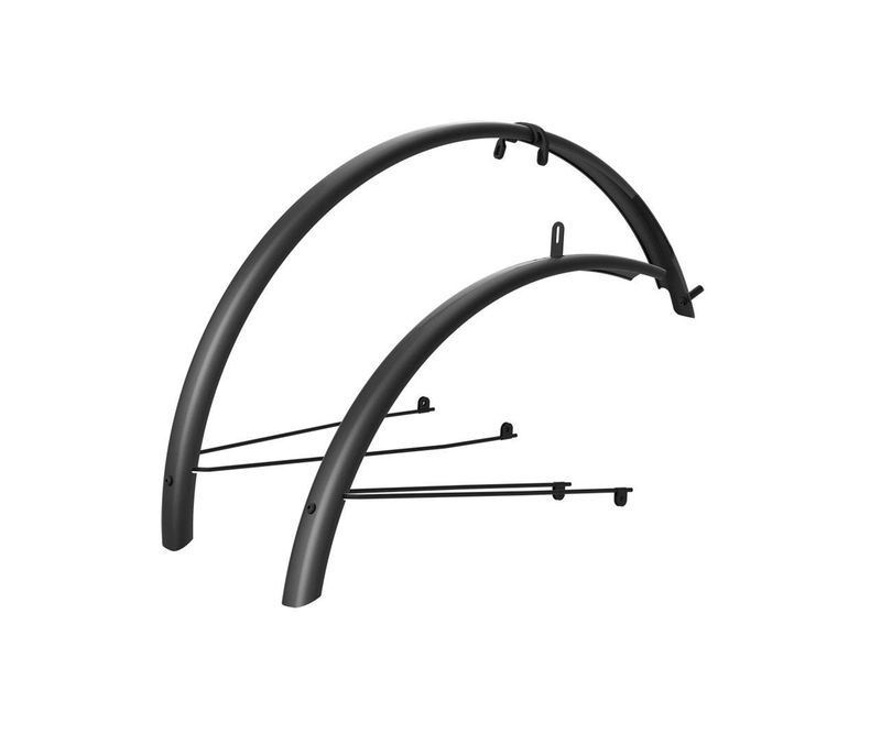 Par de guarda-lamas para bicicleta pretos com suportes de fixação