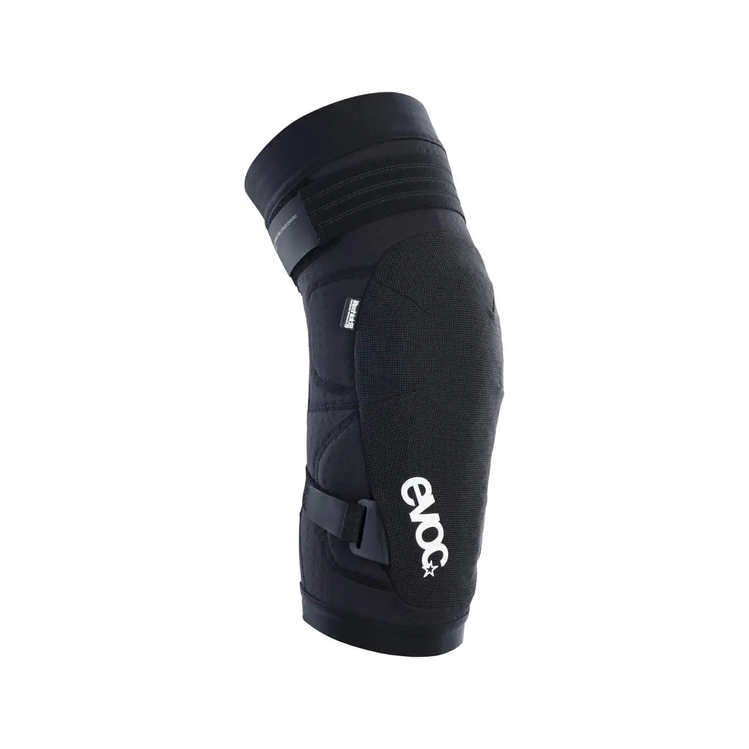 Joelheiras Evoc LS Flex Preto Protetor de joelho preto com alças ajustáveis e logo evoc branco.