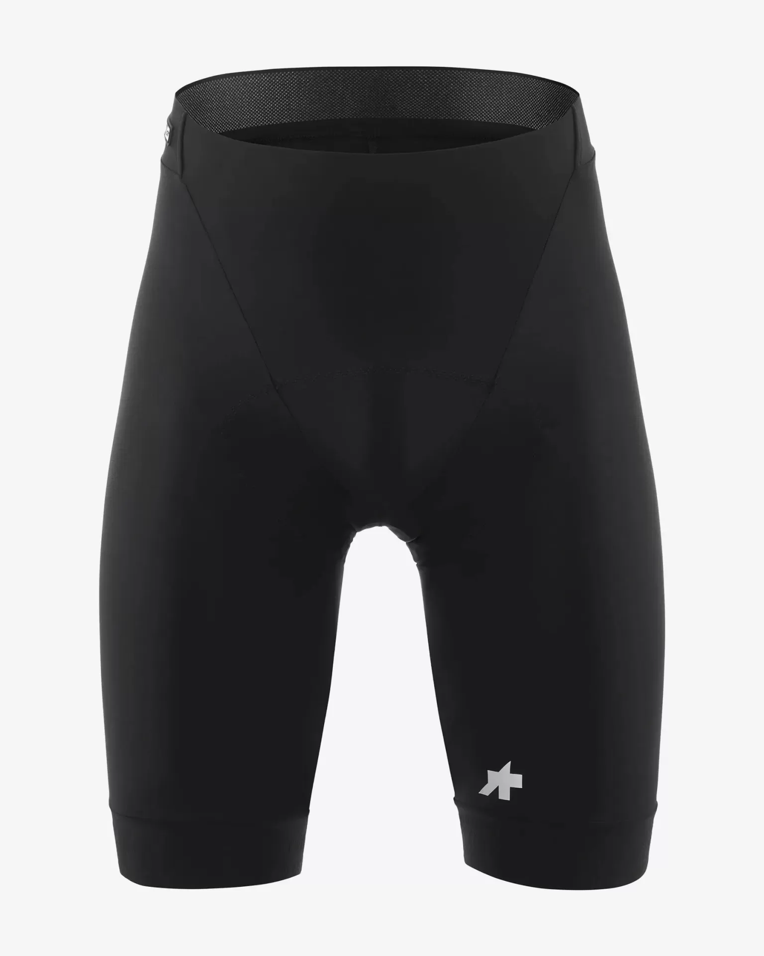 Calção Assos Mille GT HALF Shorts S11 Preto Calções de ciclismo pretos com logo branca na perna direita