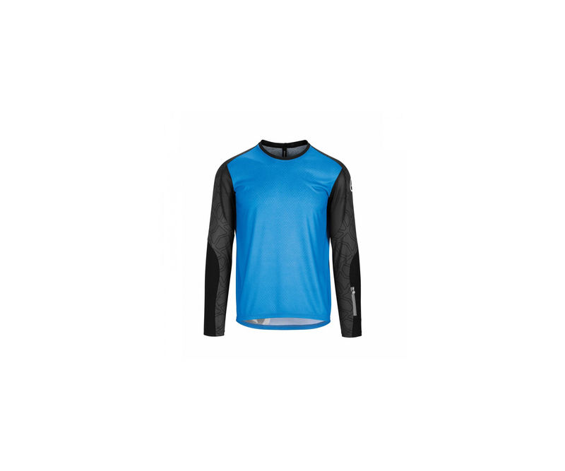 Camisola de manga comprida azul e preta para desporto