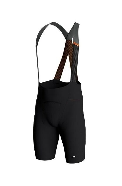 Calções de ciclismo pretos com alças elásticas cruzadas pretas e castanhas