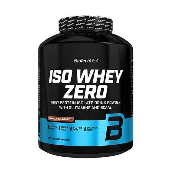 Recipiente preto de suplemento proteico ISO WHEY ZERO com etiqueta azul e preta
