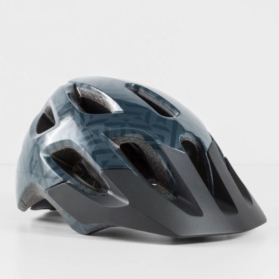 Capacete de bicicleta cinza e preto com aberturas de ventilação