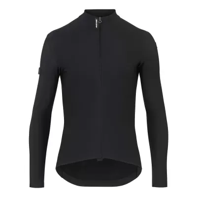 Casaco de ciclismo preto de manga comprida com fecho frontal e gola alta