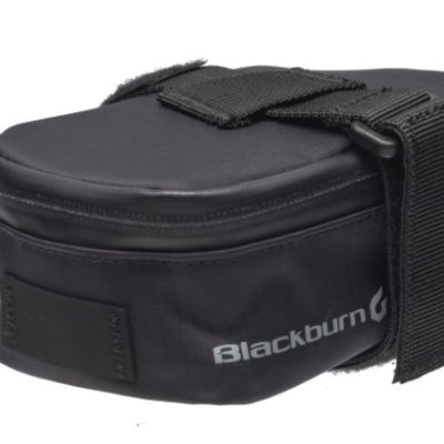 Bolsa de bicicleta preta com logótipo Blackburn e fecho de velcro