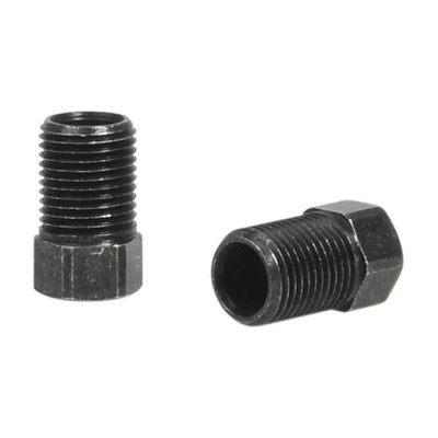 Dois parafusos metálicos pretos com rosca