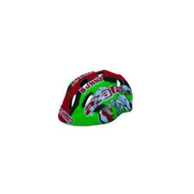 Capacete de bicicleta colorido com texto e design gráfico