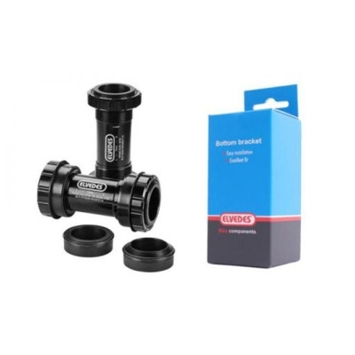 Suporte inferior para bicicleta preto Elvedes com embalagem azul