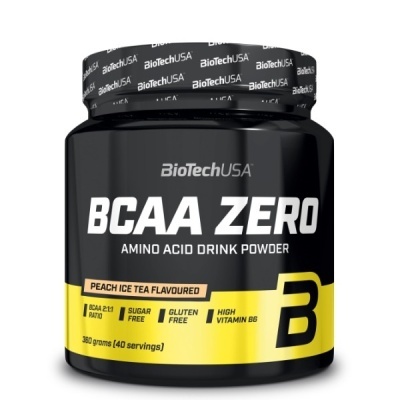 Pote preto de BCAA ZERO sabor Peach Ice Tea da BioTechUSA