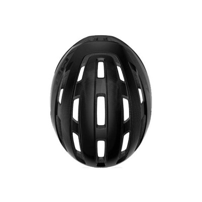 Capacete preto de ciclismo com várias aberturas para ventilação