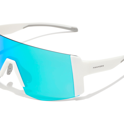 Óculos de sol desportivos com lentes azuis e armação branca