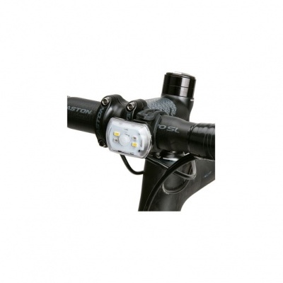 Luz dianteira branca para bicicleta no guiador preto