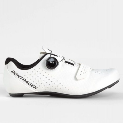 Sapato de ciclismo branco BONTRAGER com fecho BOA e sola preta