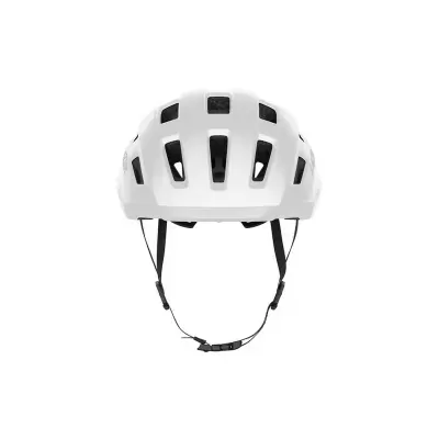 Capacete de bicicleta branco com ventilação e correias pretas