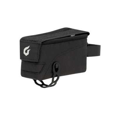 Bolsa preta para bicicleta com fecho de velcro e logótipo branco