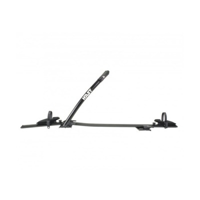 Suporte para transporte de bicicleta em metal preto com fixação para quadro.