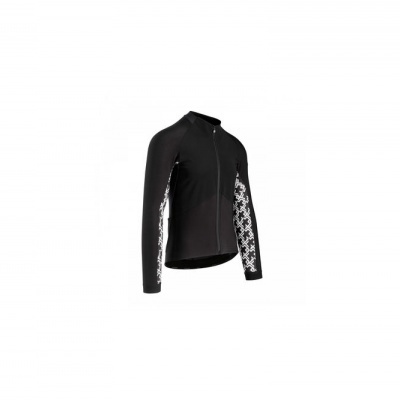 Casaco desportivo preto com padrão de estrelas brancas nas mangas