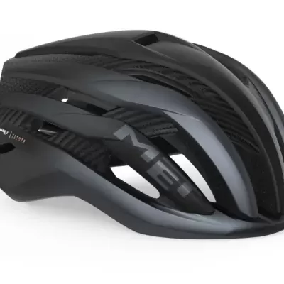 Capacete de ciclismo preto aerodinâmico com ventilação e marca MEGA