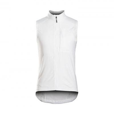 Colete branco para ciclismo ou desporto sem mangas com fecho zip frontal