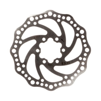 Disco de travão para bicicleta em metal prateado com furações circulares