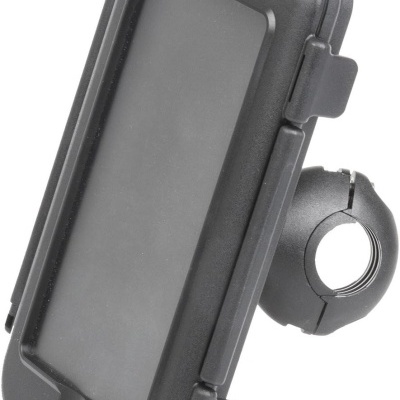 Suporte preto para telemóvel com fecho e argola para fixação