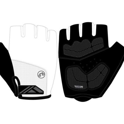 luvas de ciclismo sem dedos preta e branca com acolchoamento