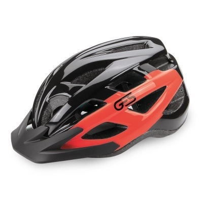 capacete de bicicleta preto e vermelho com espuma interior visível