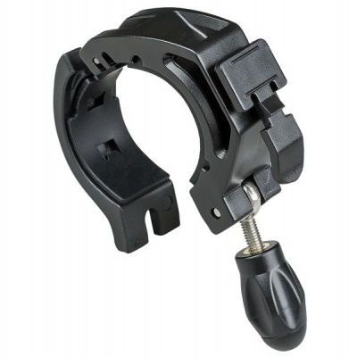 Braçadeira preta de plástico e metal com parafuso de aperto