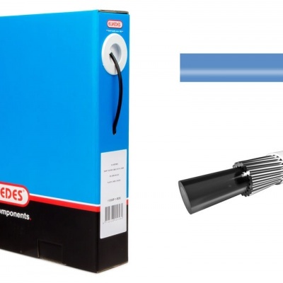 Caixa azul e preta ELVEDES com cabo de bicicleta preto e azul