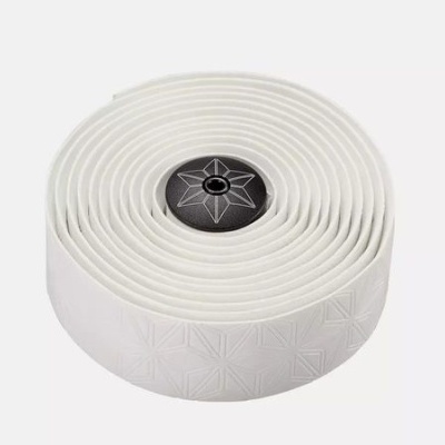 Rolo branco de fita para guiador de bicicleta com textura geométrica e núcleo preto