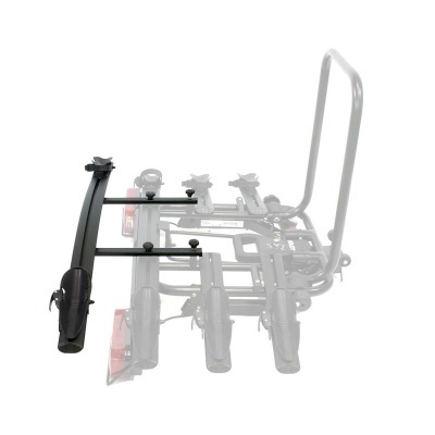 Suporte metálico preto para transporte de bicicletas com barras ajustáveis