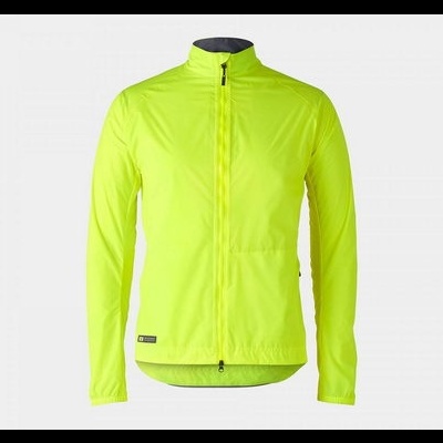 Casaco desportivo amarelo fluorescente com fecho completo e gola alta