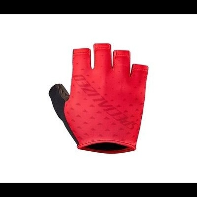 Luva ciclismo vermelha com ponta dos dedos cortada e palma preta