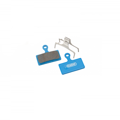 Pastilhas de travão azuis com mola metálica e texto 'GUPES'