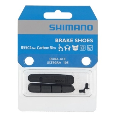 Calços de travão Shimano Brake Shoes para aro de carbono em embalagem azul e branca.