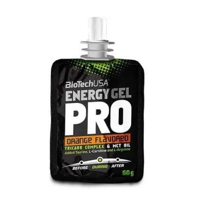 Gel energético BioTechUSA Energy Gel Pro sabor laranja embalagem preta