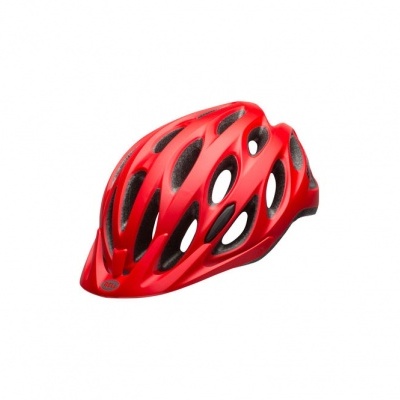 Capacete de ciclismo vermelho com aberturas e interior preto
