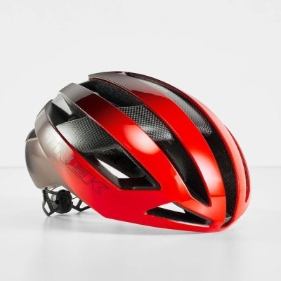 Capacete de ciclismo vermelho e preto aerodinâmico com ajustes e ventilação