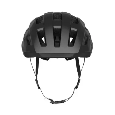 Capacete de bicicleta preto com ventilação e alças ajustáveis