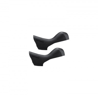 manípulos de bicicleta pretos com textura e logo SHIMANO