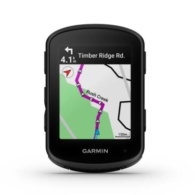 Computador de ciclismo Garmin com ecrã a cores exibindo mapa de navegação
